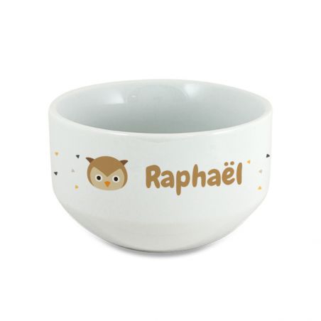 Personalizable children's breakfast bowl with first name and animal motif