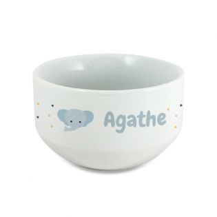 Personalizable children's breakfast bowl with first name and animal motif