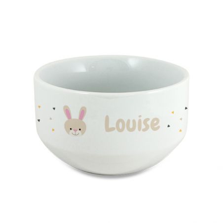 Personalizable children's breakfast bowl with first name and animal motif