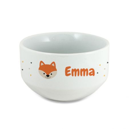 Personalizable children's breakfast bowl with first name and animal motif