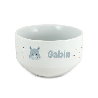 Personalizable children's breakfast bowl with first name and animal motif