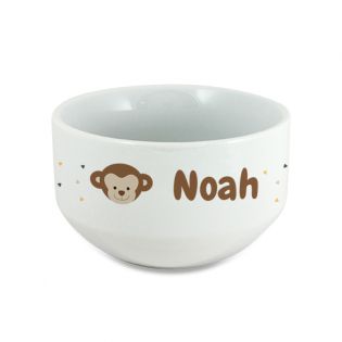 Personalizable children's breakfast bowl with first name and animal motif