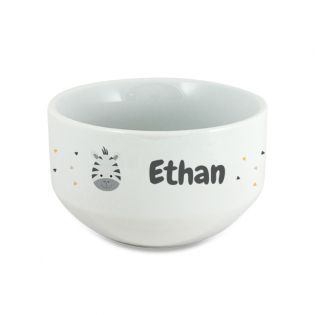 Personalizable children's breakfast bowl with first name and animal motif