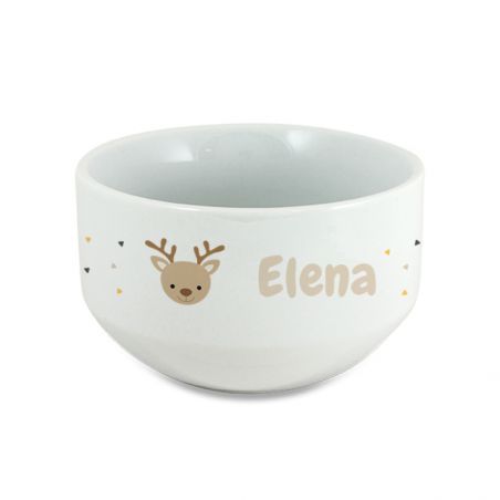 Personalizable children's breakfast bowl with first name and animal motif