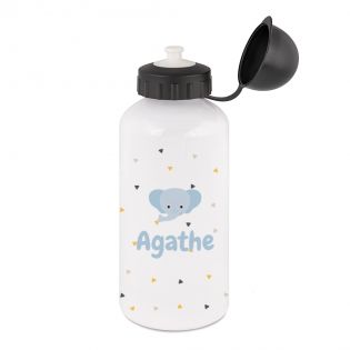 Gourde blanche isotherme pour enfant 50 cL personnalisable avec prénom et motif animal