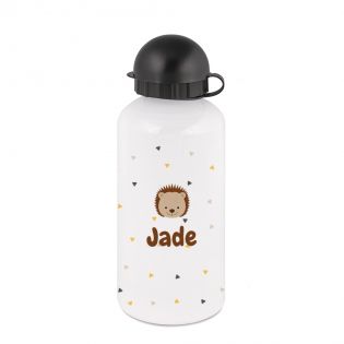 White insulated bottle for children 50 cL customizable with first name and animal motif