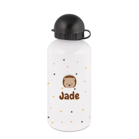 White insulated bottle for children 50 cL customizable with first name and animal motif