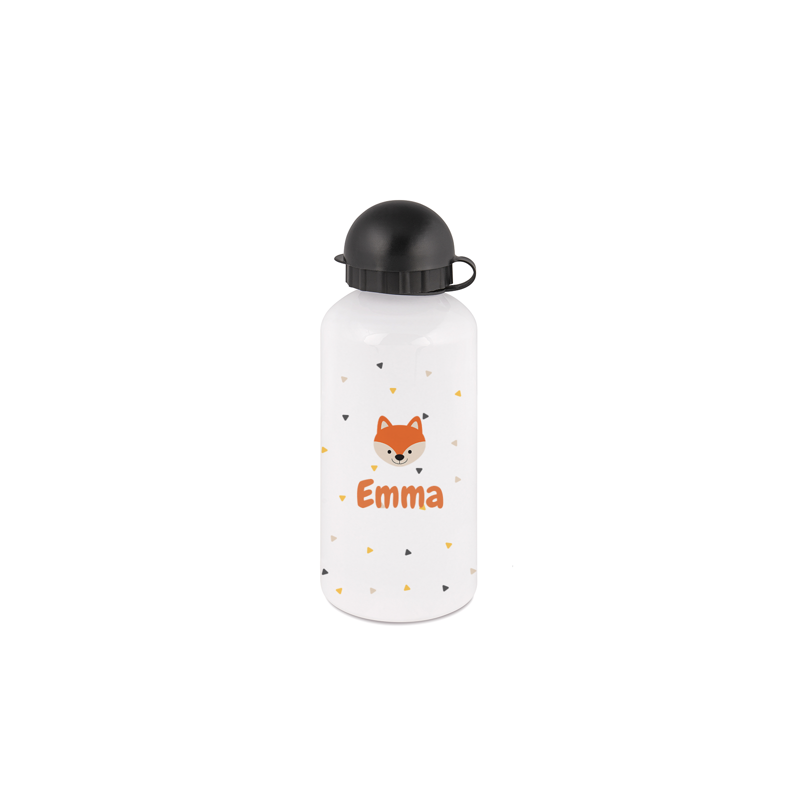 White insulated bottle for children 50 cL customizable with first name and animal motif