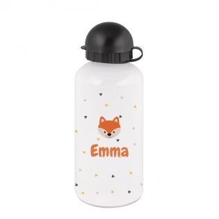 White insulated bottle for children 50 cL customizable with first name and animal motif