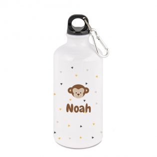 White insulated bottle for children 50 cL customizable with first name and animal motif