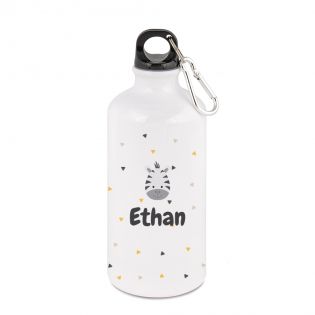 White insulated bottle for children 50 cL customizable with first name and animal motif