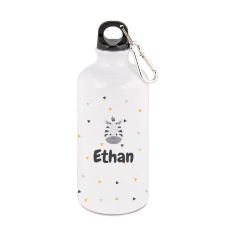 White insulated bottle for children 50 cL customizable with first name and animal motif