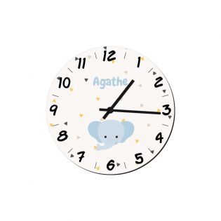 Horloge décorative ronde pour chambre d'enfant personnalisable avec Prénom et motif Animal