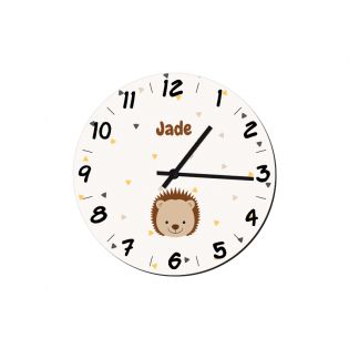 Round decorative clock for children's room customizable with first name and animal motif