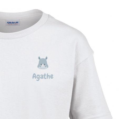 Unisex t-shirt for children, customizable with first name and animal motif · From 2 to 14 years old