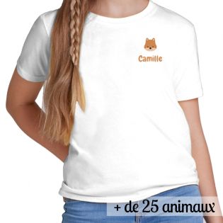 Unisex t-shirt for children, customizable with first name and animal motif · From 2 to 14 years old