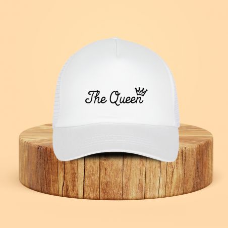 Casquette trucker Blanche réglable personnalisable avec texte et photo · Accessoire mode tendance pour Femme