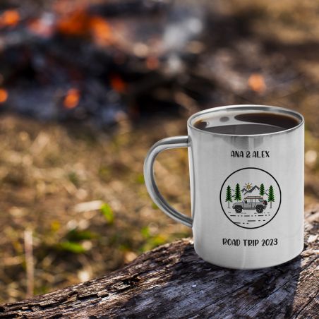 Double wall stainless steel coffee cup customizable with text, photo and logo · 20 cL