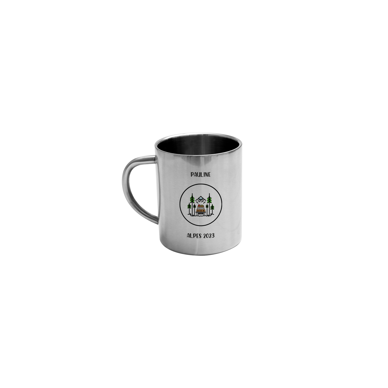 Double wall stainless steel coffee cup customizable with text, photo and logo · 33 cL