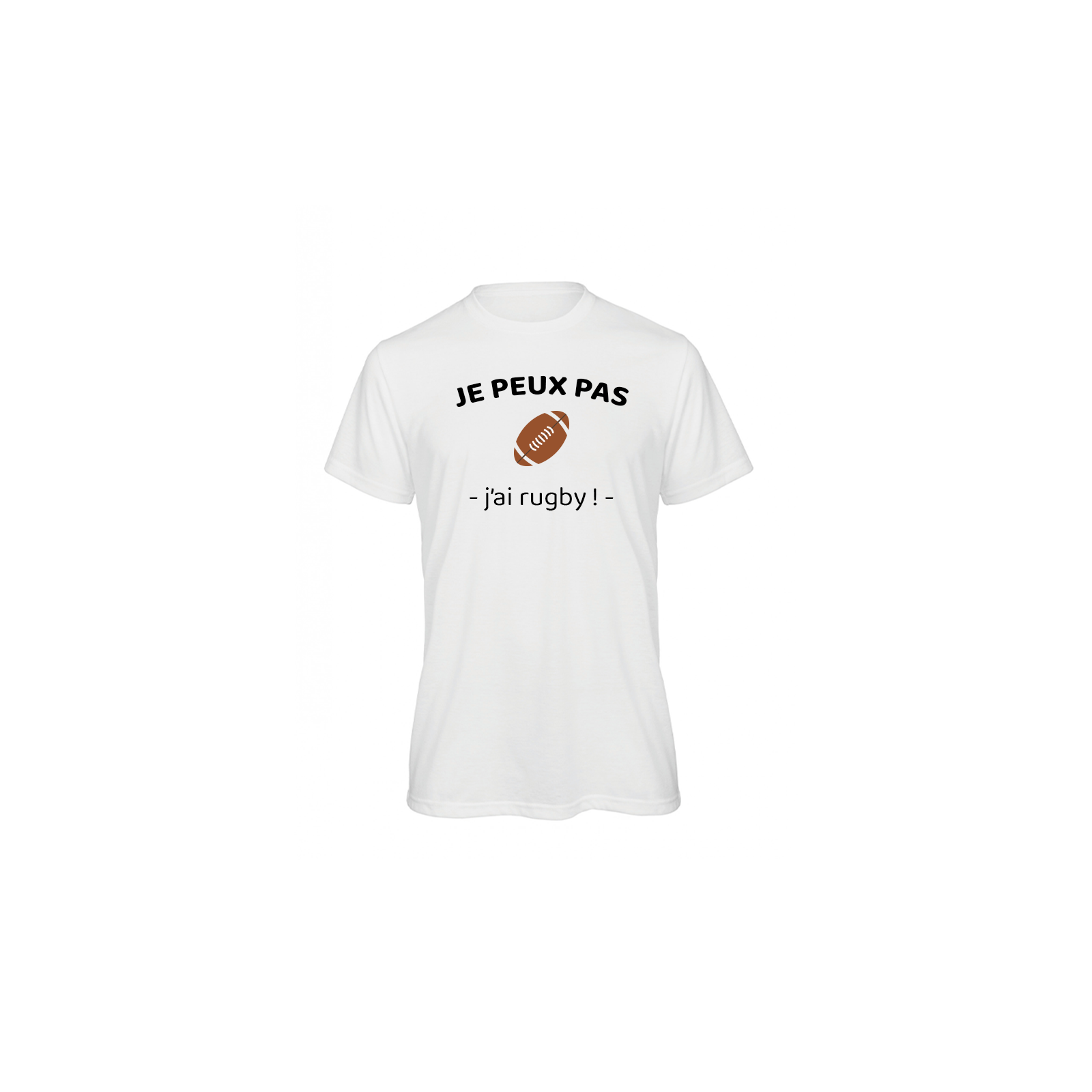 Customizable white round-neck t-shirt for Men · I can't I have rugby · Rugby lover gift