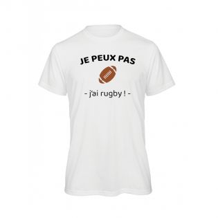 Customizable white round-neck t-shirt for Men · I can't I have rugby · Rugby lover gift