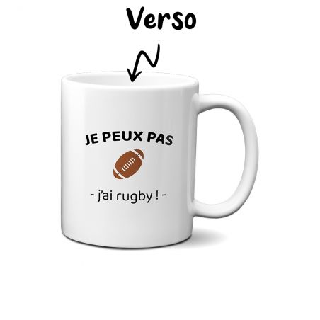 Customizable white ceramic mug · I can't I have rugby · Rugby enthusiast gift