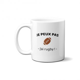 Customizable white ceramic mug · I can't I have rugby · Rugby enthusiast gift