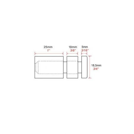 Set de 4 fixations murales vissées FIX-M2 - Entretoises murales vissées Ø 18 mm / L 25 mm