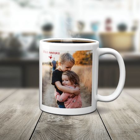 Personalized white ceramic mug with Text and Photo Practical gift for coffee lover