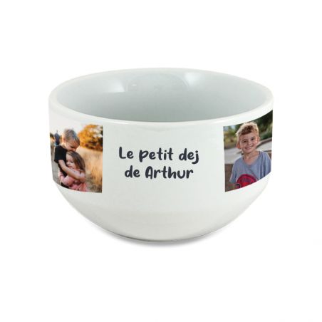 Personalizable breakfast bowl with first name, text and photo