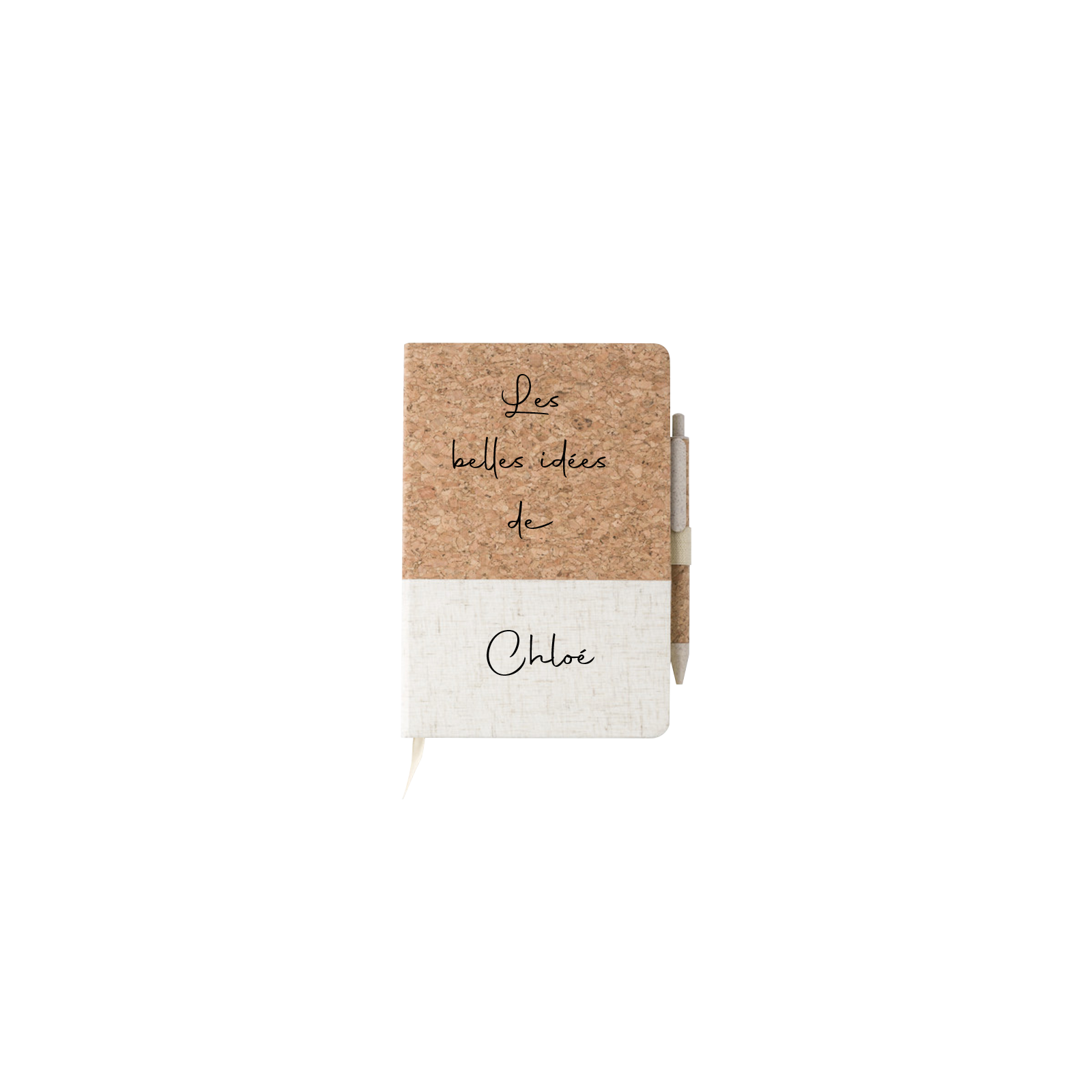 Notebook - A5 travel logbook - personalized cork cover + pen