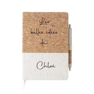 Notebook - A5 travel logbook - personalized cork cover + pen