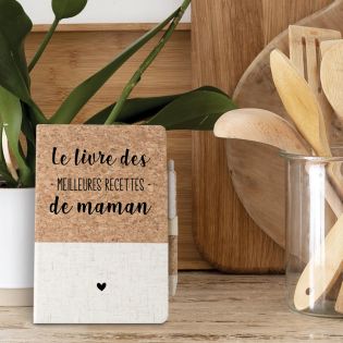 Cahier de recette vierge pour maman A5 - Couverture en liège personnalisée + stylo