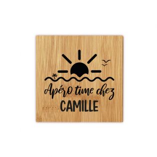 Set of 4 personalized Bamboo coasters | Aperitif Time