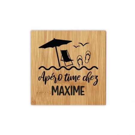 Set of 4 personalized Bamboo coasters | Aperitif Time