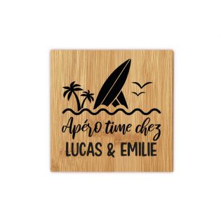 Set of 4 personalized Bamboo coasters | Aperitif Time