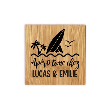 Set of 4 personalized Bamboo coasters | Aperitif Time