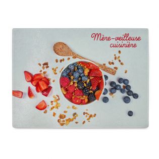 Planche à découper en verre personnalisable avec Texte et Photo · Cadeau accessoire de cuisine 