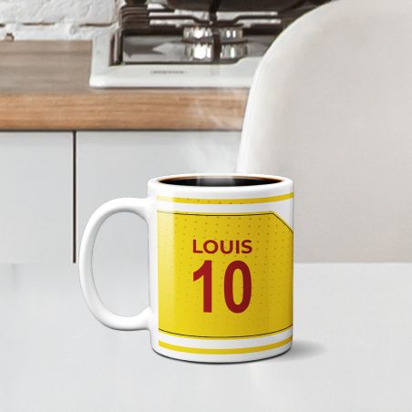 Customizable football club mug with first name and number · Football fan gift · Lens