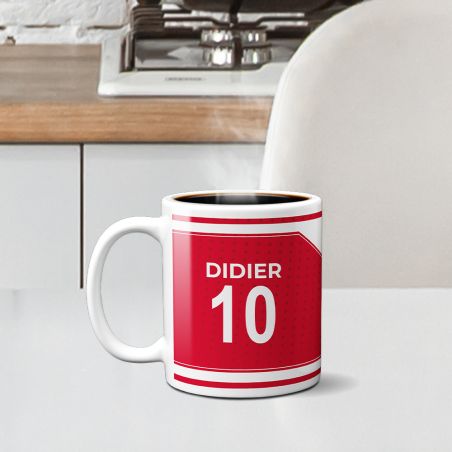 Customizable football club mug with first name and number · Football fan gift · Monaco