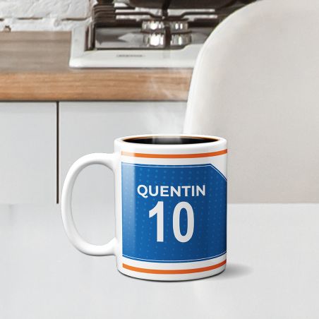 Customizable football club mug with first name and number · Football fan gift · Montpellier