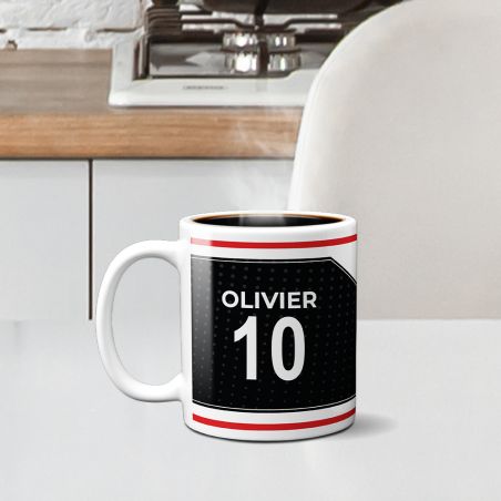 Customizable football club mug with first name and number · Football fan gift · Nice