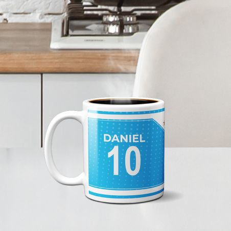 Customizable football club mug with first name and number · Football fan gift · Marseille