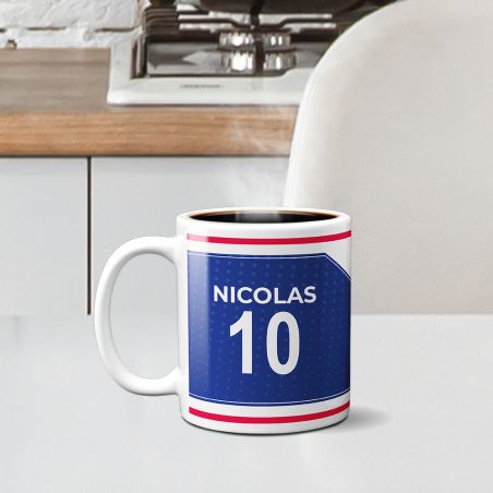 Customizable football club mug with first name and number · Football fan gift · Lyon