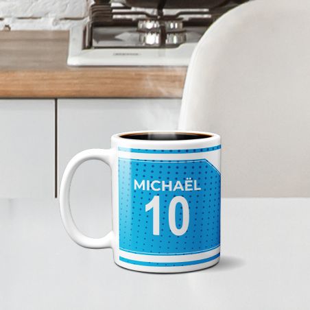 Customizable football club mug with first name and number · Football fan gift · Strasbourg