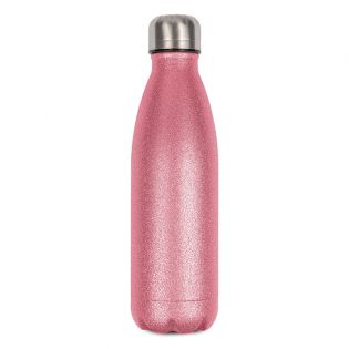 Gourde isotherme personnalisable avec prénom · Cadeau anniversaire Femme · Gourde 50 cL Rose à paillettes