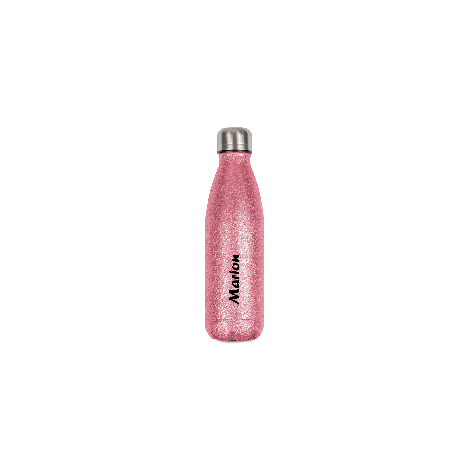 Customizable insulated bottle with first name · Birthday gift for women · 50 cL pink bottle with glitter