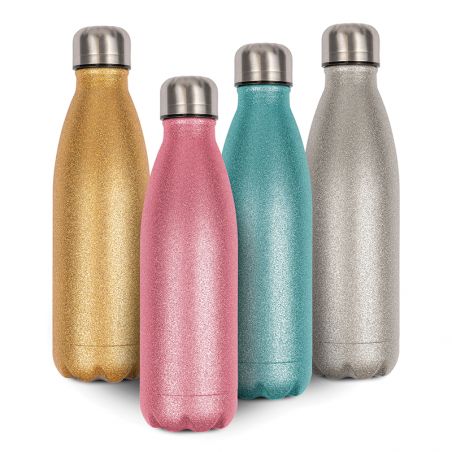 Customizable insulated bottle with first name · Birthday gift for women · 50 cL pink bottle with glitter