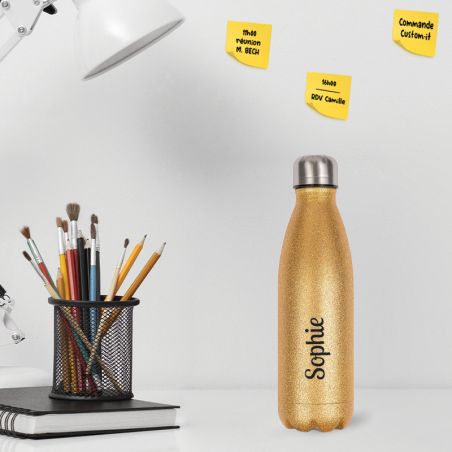 Customizable insulated bottle 50 cL | Glitter gold