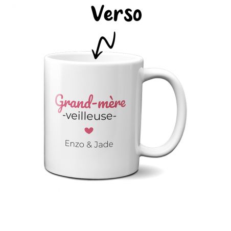 Mug thé ou café personnalisable Grand-mère-veilleuse · Cadeau anniversaire ou Noël de Mamie